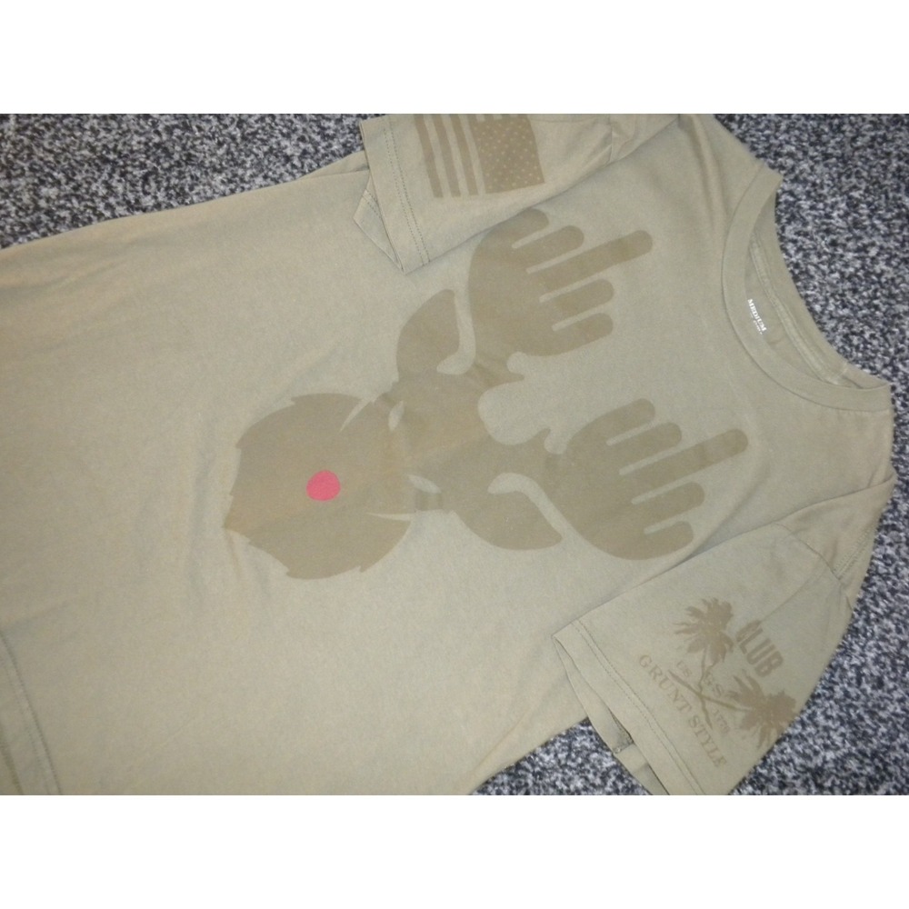 Grunt Style T-shirt M Green Patriotic Club Rudolph Buck Deer FU Antlers Military